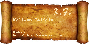Kollman Felícia névjegykártya